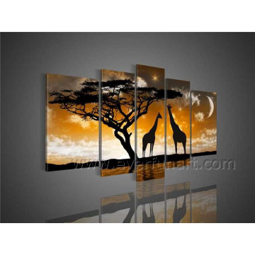 Handmade African Art Giraffe Oil Painting on Canvas for Home Decor (AR-098)